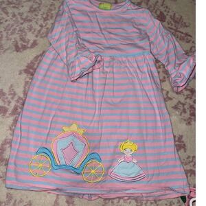 Classic Whimsy Girl's Size 7 Pink Blue Striped Princess Carriage Dress